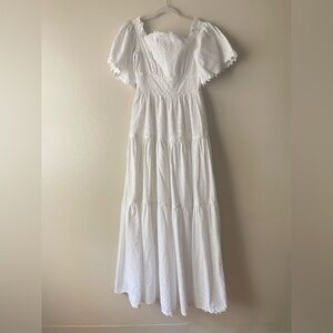 Isabel Garcia white embroidered off the shoulder maxi dress